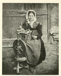Italian peasant woman spinning