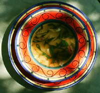 Zuppa con riso e chicoria